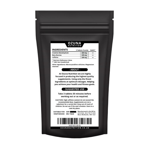 Unleashed Pre Workout Pills Boost Performance, Energy, Focus & Endurance with Creatine Monohydrate, Beta Alanine, Caffeine - 100 Tablets 1