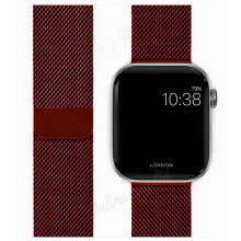 (Red) 42/44mm iWatch Strap Magnetic Milanese Loop Band For Apple Watch Series 7 6 SE 5 4 3 2 1 1st Gen