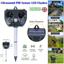 Solar Ultrasonic Garden Deterrent Repeller Animal Bird Cat Scarer Pest