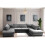 (Grey) Milano Large Corner U Shape Sofa  Velvet Fabric 1