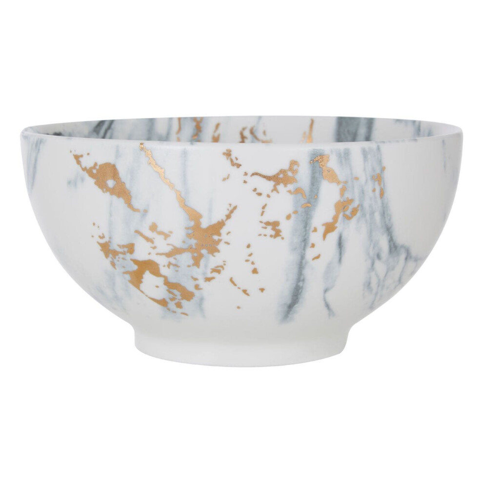 Elegant Luxe Salad Bowl, Marble Effect Salad Bowl For Kitchen, Raised Sides Spacious Large Serving Bowl