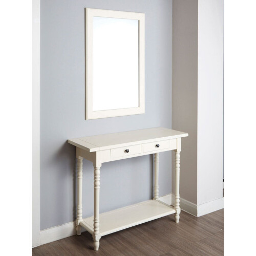 Premier Housewares Large Wall Mirror, Grain Pattern White Frame Mirror for Home, Office, Closet 2