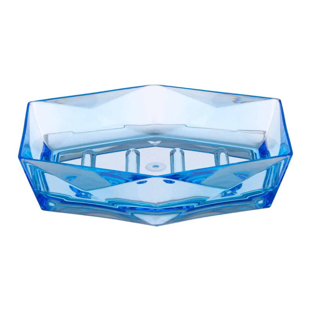 Premier Housewares Soap Dish Durable Dishes For Bathroom Acrylic Dish With 3D Design Soaps Tray / Trays 12 X 4 X 15 Blue