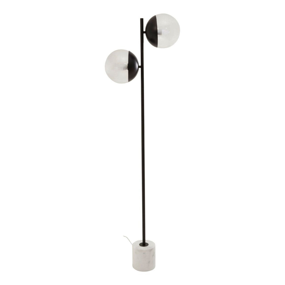 Premier Housewares Double Glass Globe Two Floor Lamp, Minimalist Bedroom Lamp, Sleek And Sturdy Tall Lamp On Floor Light/Black