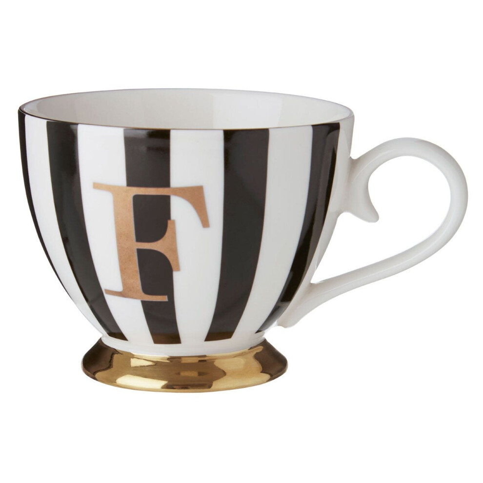 Premier Housewares Personalized Duchess F Letter Monogram Mug, Regal Design Coffee Mug For Kitchen, Durable Mug For Breakfast