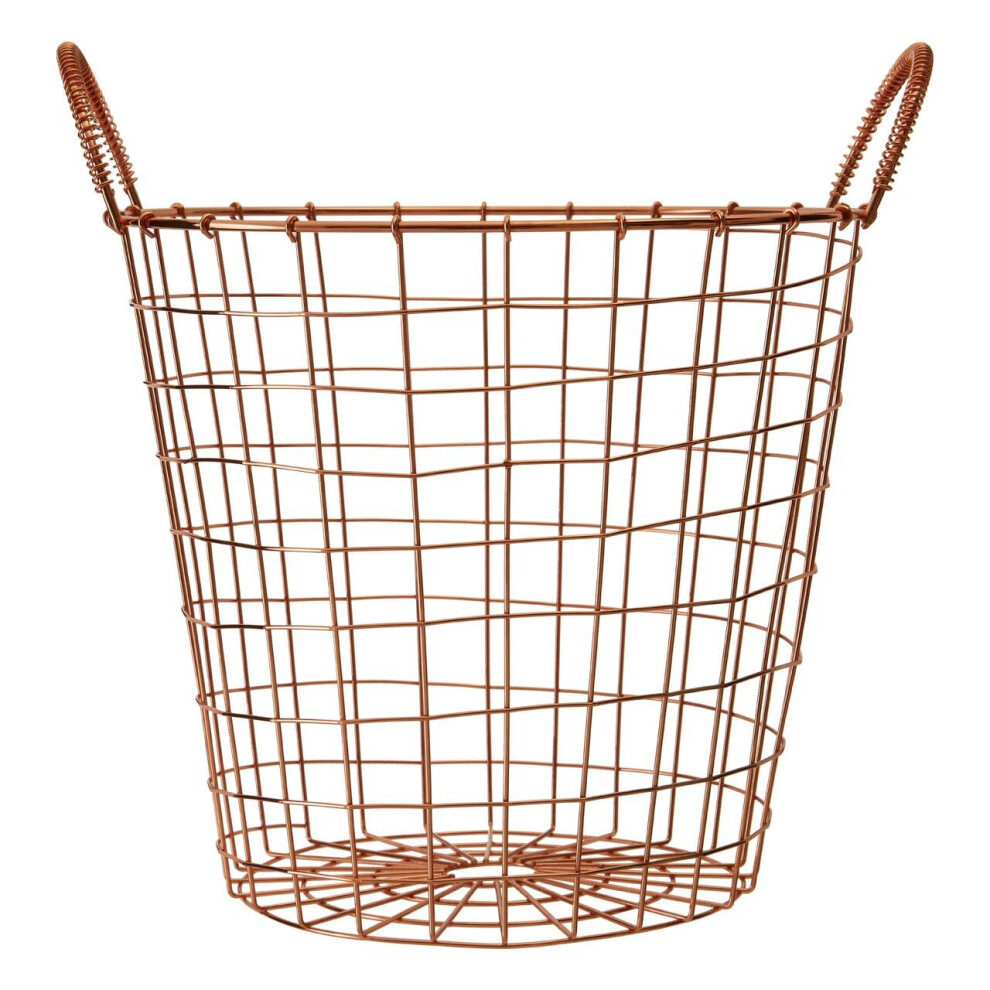 Premier Housewares Functional Copper Finish Round Wire Basket, Stylish Wireframe Basket For Kitchen, High Quality Basket