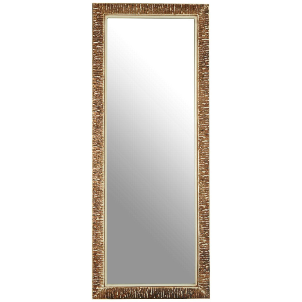 Premier Housewares Champagne Finish Ridged Wall Mirror For Hallway Living Room And Bedroom Rectangular Mirror Stylish Decorative Mirror 133 x 53 x 3