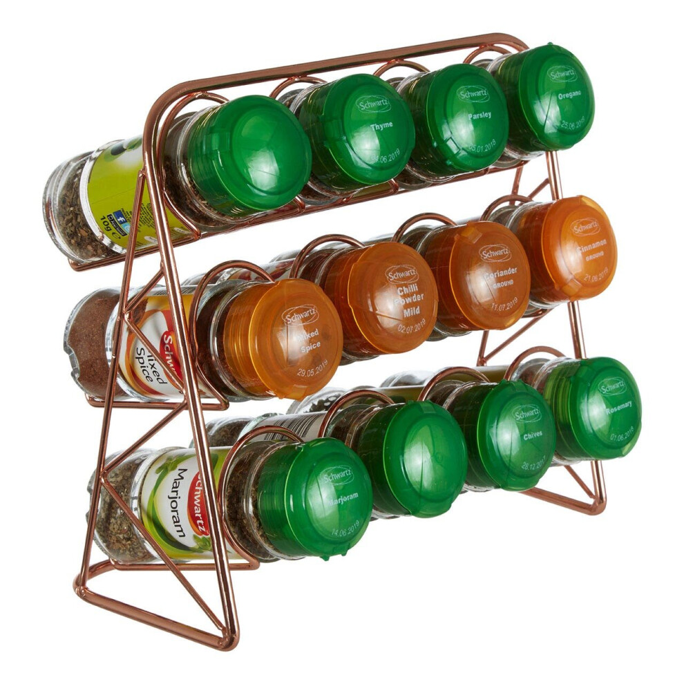 Elegant Copper Finish Spice Rack, Copper Finish House Spice Jars For Kitchen, Sleek Spice Organizer