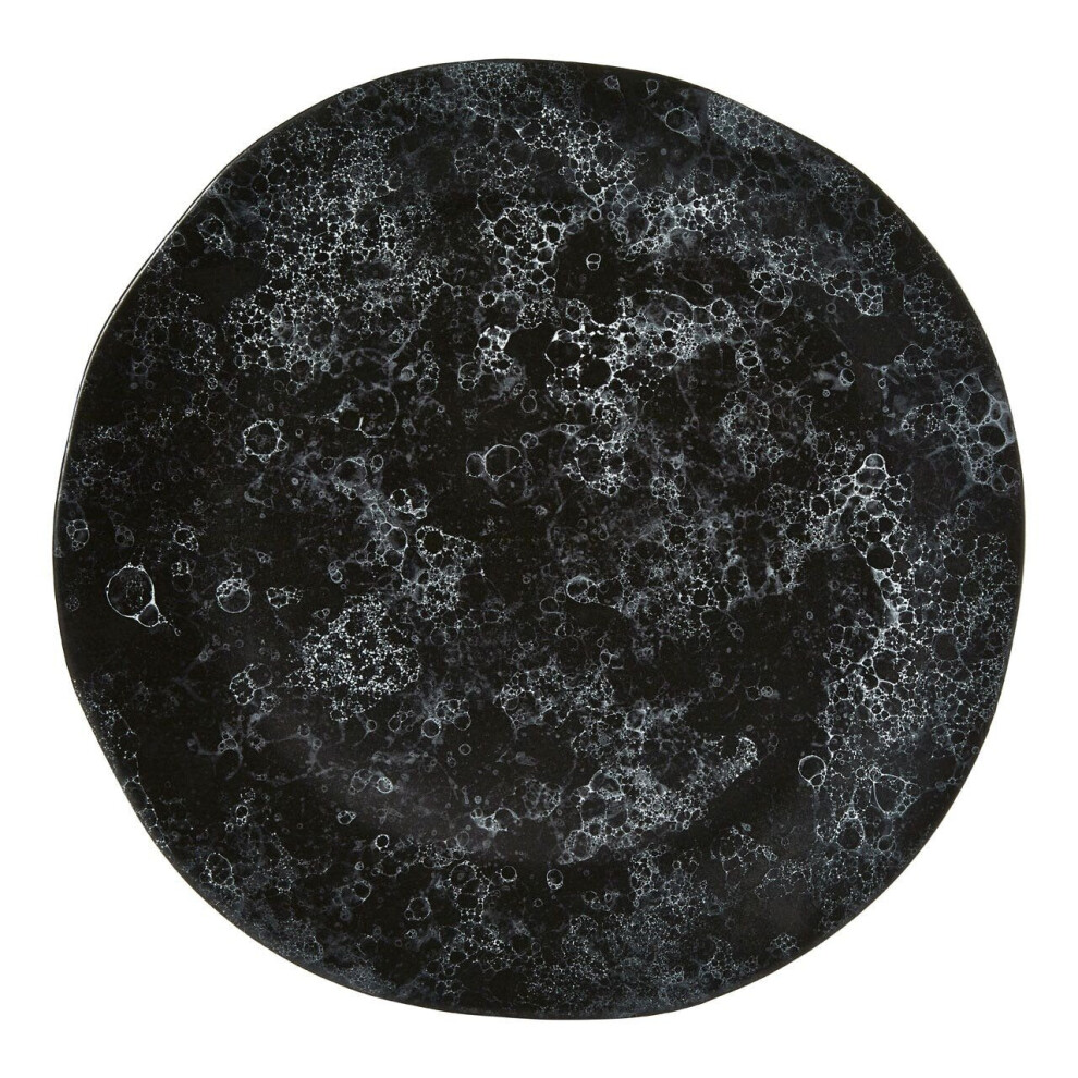 Black Marble Effect Pizza Plate,Stoneware Plate,White Veining Plate With Shallow Recess,Ideal for Daily Use