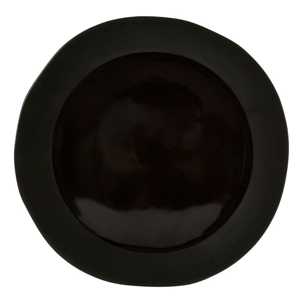 Premier Housewares Pizza Plate Black Stoneware Round Board / Boards Pizza Plate For Oven / Serving With Shallow Centre 34 x 2 x 34