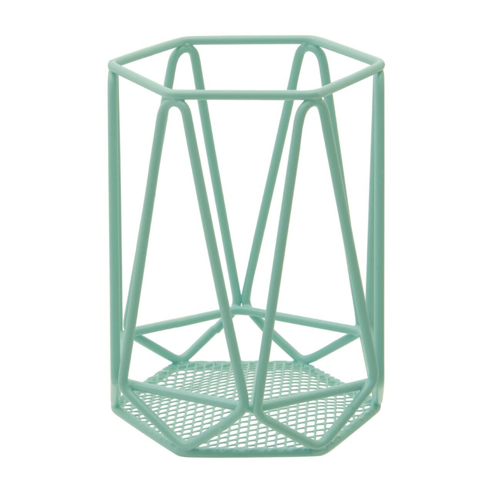 Premier Housewares Professional Round Small Metal Pastel Green Utensil Holder Kitchen Holders For Storage Of Utensils 12 x 16 x 12