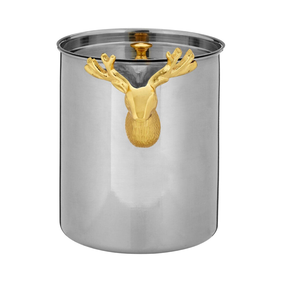Premier Housewares Ice Bucket Stainless Steel Drinks Bucket Wine Cooler Bucket With Handle Ice Bucket For Home Bar Ice Bucket With Lid 16 x 17 x 16