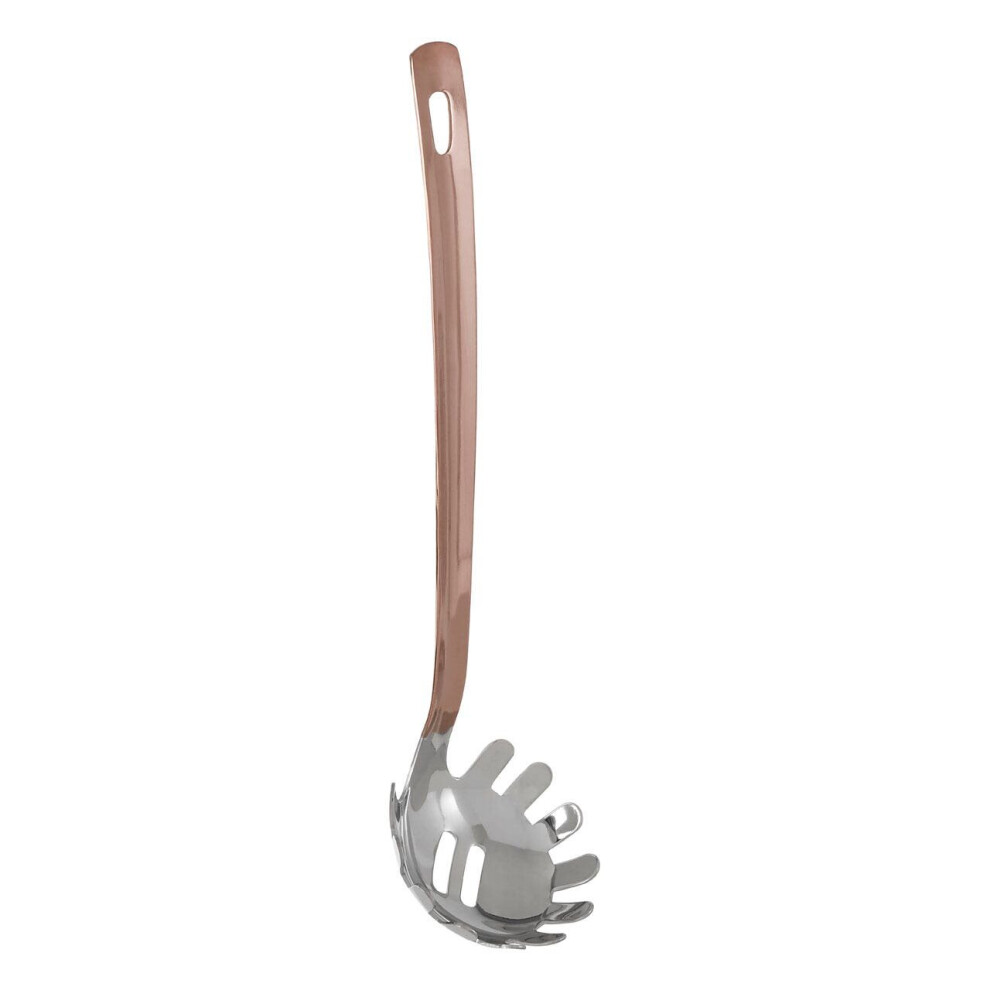 Premier Housewares Stainless Steel Spoon Stain Resistant Spoon For Spaghetti With Copper Handle Spoons & Turners 7 x 29 x 8