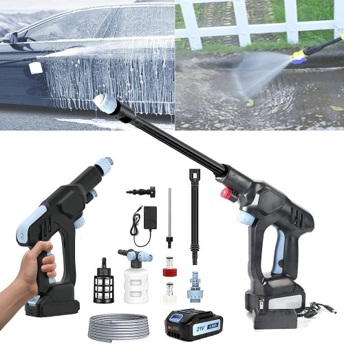 Cordless Pressure Washer 45Bar Jet Cleaner Pressure Sprayer Gun 48VF 4 ...