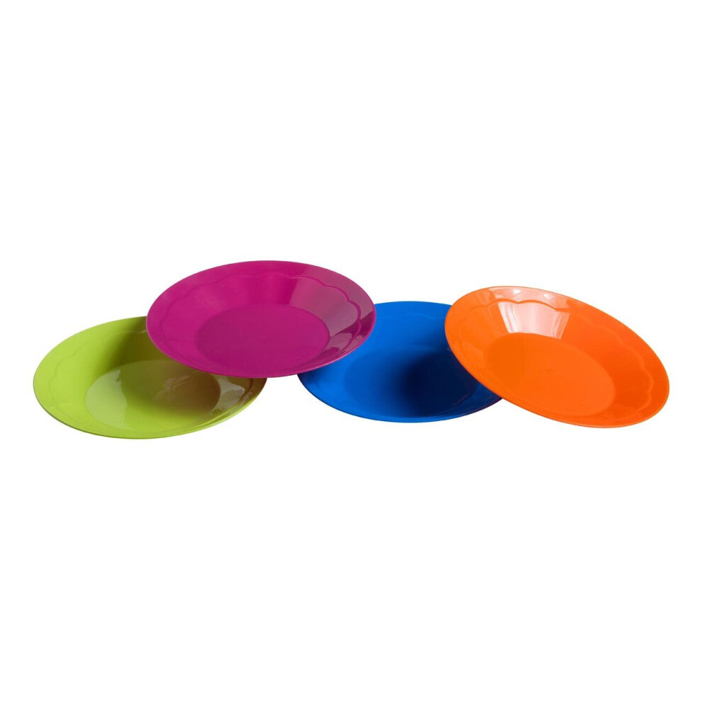 Interiors by Premier Durable Set Of Four Assorted Polypropylene Plates, Sleek Concave Design Plate, Lightweight PP Plastic Plate