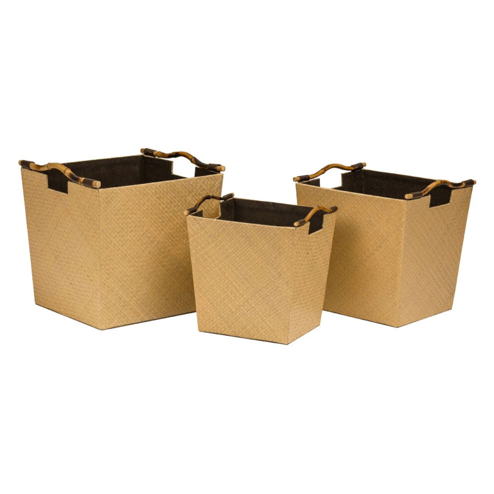 Set Of Three Pandanus Natural Storage Baskets