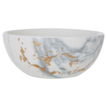 Matte Porcelain Snack Bowl With Gold-Toned Rim,Serving Dish,Multipurpose Mixing, Plating & Portioning Bowl