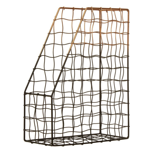 Premier Housewares Premier Housewares Two Toned Magazine Holder Black And Rose Gold File Holders Iron Frame Magazine Rack For Stacking Up Books Magazine Newspapers Files