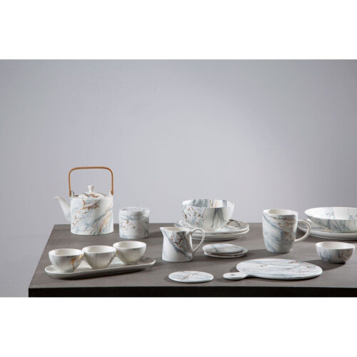 Premier Housewares Premium Ceramic Dinner Plate,Marble Pattern Plate With Gold Accent,Ideal For Stoneware Dinnerware Plate Set 2