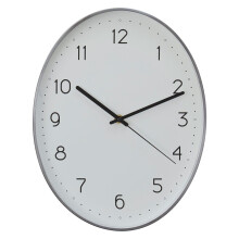 Oval Wall Clock With Silver Finish, Durable Construction Wall Clock For Kitchen, Elegant Clock For Outdoor