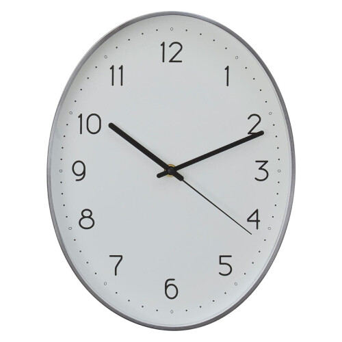 Premier Housewares Oval Wall Clock With Silver Finish, Durable Construction Wall Clock For Kitchen, Elegant Clock For Outdoor