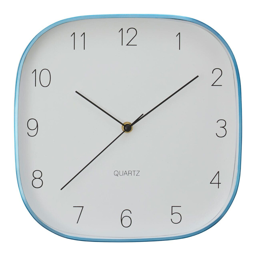 Premier Housewares Elko Square Finish Case Wall Clock Blue