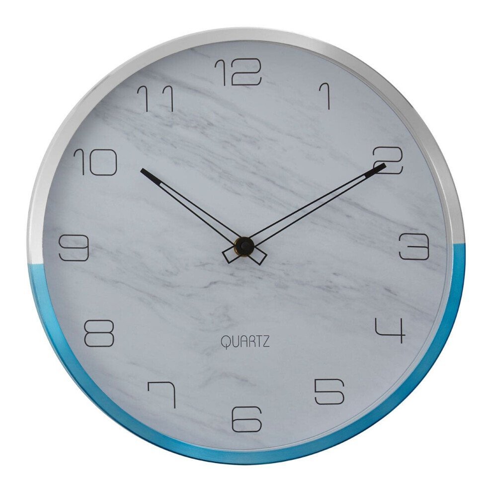 Premier Housewares Elko Wall Clock With Silver / Blue Frame Blue,Silver