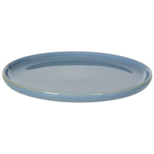 Blue Dessert Plate With Glazed Porcelain Finish,Stylish Flat-Base Plate For Dessert,Plate With Raised Edges