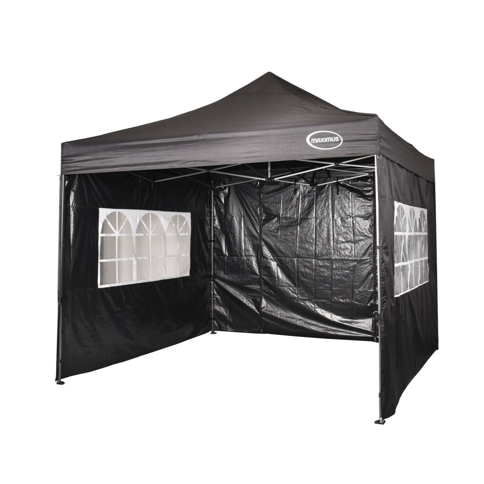 (Black) MAXIMUSÂ® HEAVY DUTY GAZEBO 3mx3m HIGH QUALITY GAZEBO MARKET STALL POP UP TENT