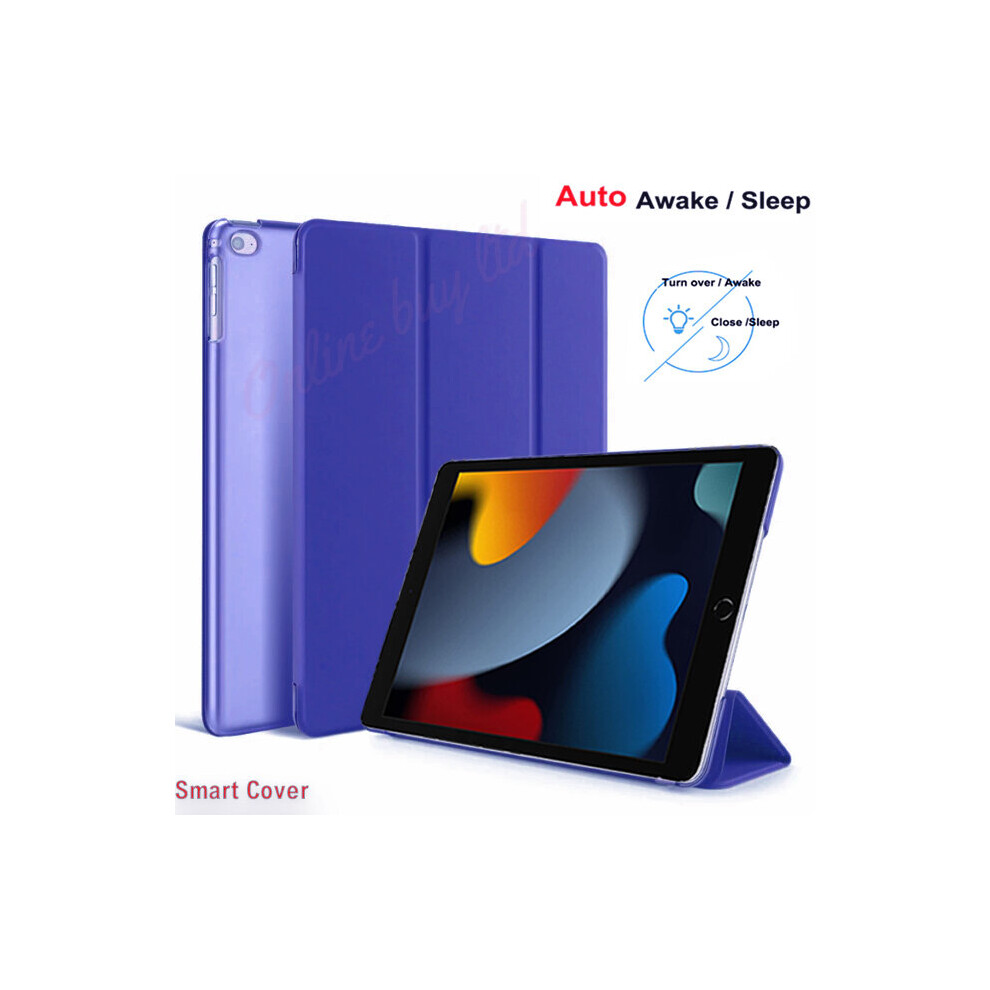 (Blue) For Apple Ipad 9Th Generation 10.2 Inch 2021 Trifold Smart Stand Auto Sleep Wake Case Cover For Ipad 10.2 Blue
