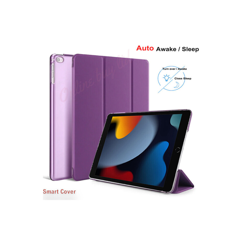 (Purple) For Apple Ipad 9Th Generation 10.2 Inch 2021 Trifold Smart Stand Auto Sleep Wake Case Cover For Ipad 10.2 Purple