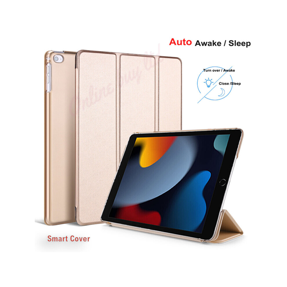 (Gold) For Apple Ipad 9Th Generation 10.2 Inch 2021 Trifold Smart Stand Auto Sleep Wake Case Cover For Ipad 10.2 Gold 7427262227984