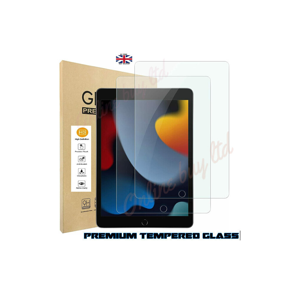 (iPad 10.2 7th Gen 2019) 2 Pack Genuine Tempered Glass HD Anti Scratch 9H Glass Film Screen Protector For Apple iPad 10.2 9th 8th 7th Generation 2021/