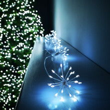 200 LED 10-Starburst Premier Christmas Outdoor Battery Timer Lights, Cool White, 2.25m, 8 Functions, 6h On/18h Off Timer