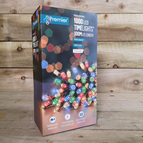 Premier 1000 LED 100m Premier Battery 8 Function Outdoor Timer Lights in Multicoloured 2
