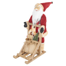 (Brown) Christmas Santa Claus Standing On a Sleigh Figurine Xmas Tree Decoration