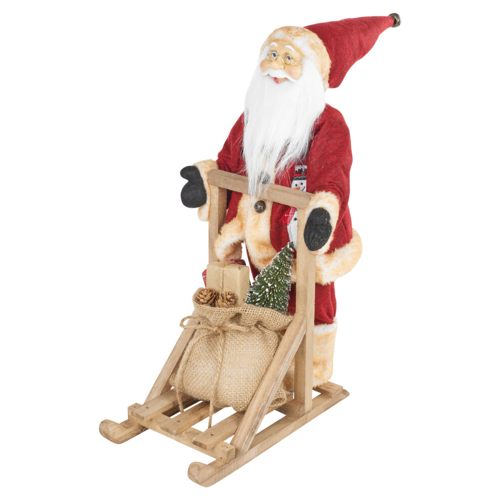 Urbn Living (Brown) Christmas Santa Claus Standing On A Sleigh Figurine Xmas Tree Decoration Brown