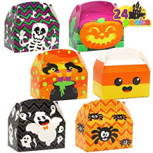 JOYIN 24 PCs 3D Halloween House Cardboard Goodie Boxes (6"x5.5"x3") for Trick or Treat, Holiday Pastries, Cupcakes, Cookies Goodie, Brownies
