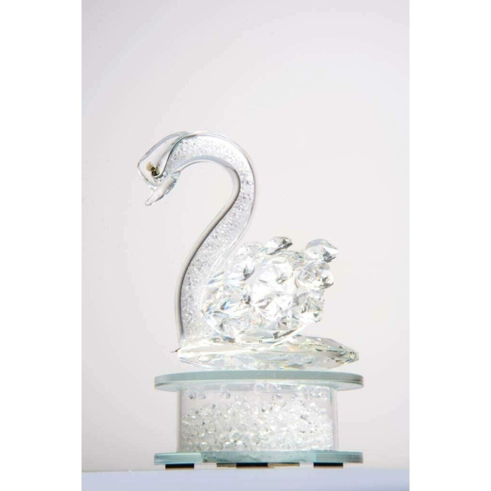 Amg Crystal Glass Elements Swan Figurine Collection Ornament For Gift