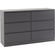 (Grey) Malvern 6 Drawer Chest in White or Grey or Black
