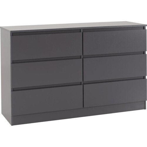 (Grey) Malvern 6 Drawer Chest in White or Grey or Black