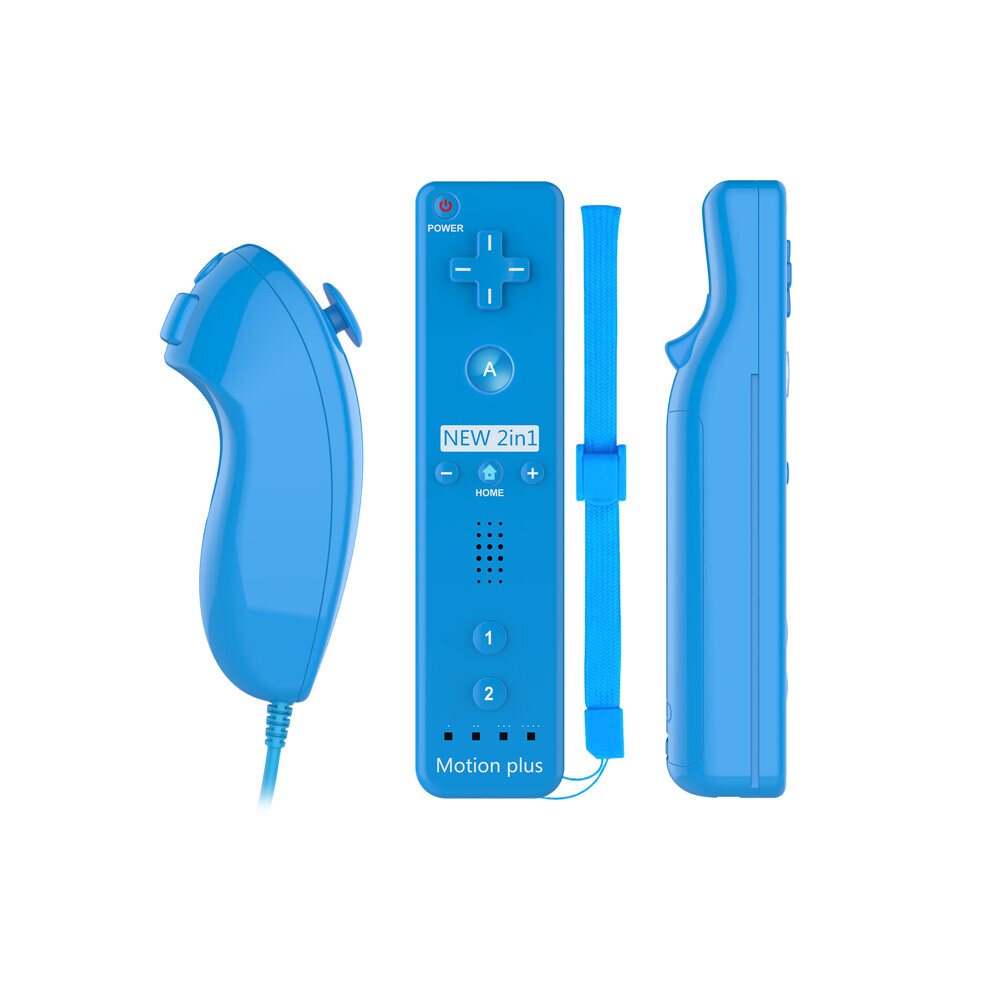 (LIGHT BLUE) for Wii / Wii U Controller Remote + Nunchuck With Motion Plus Set Pair