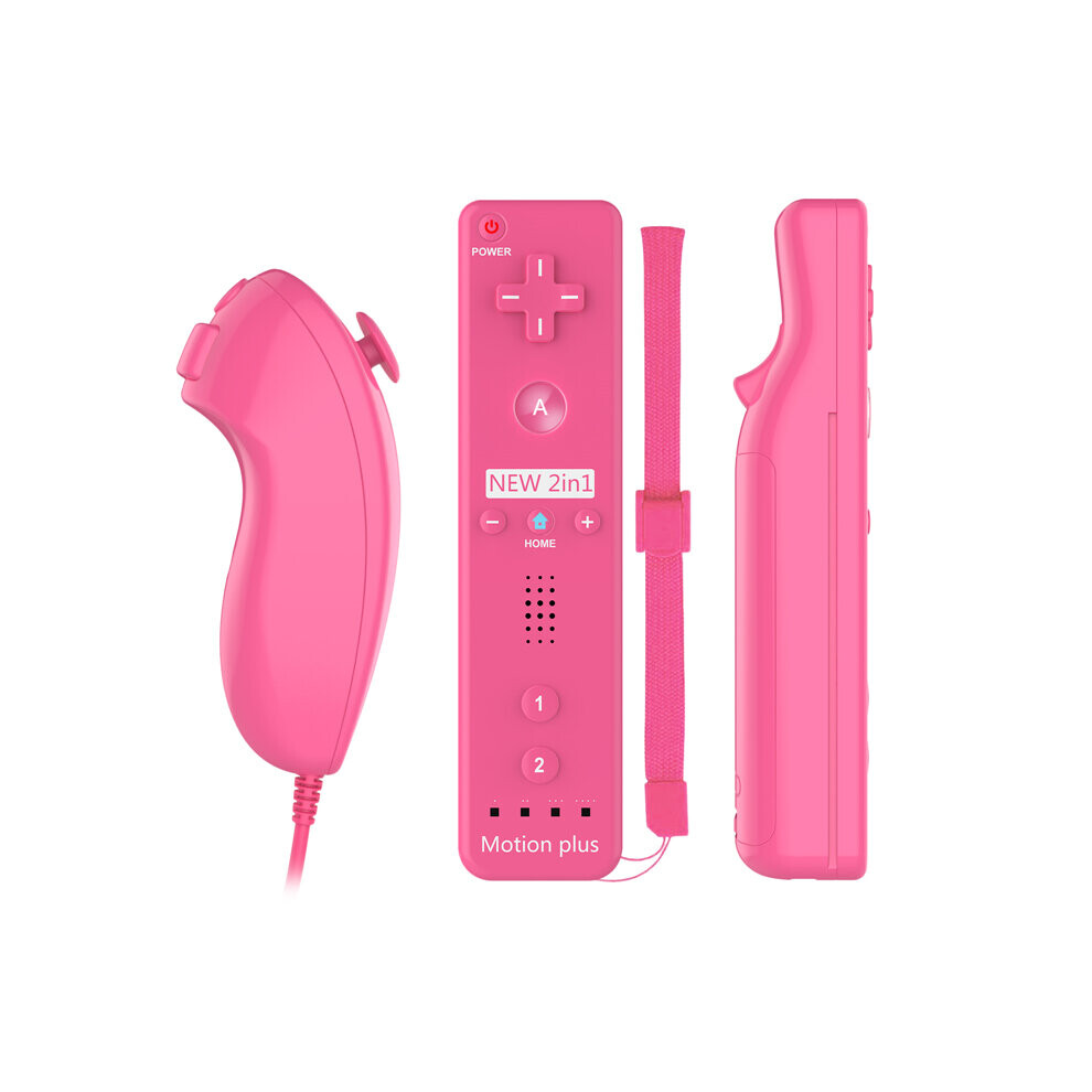 (PINK) for Wii / Wii U Controller Remote + Nunchuck With Motion Plus Set Pair