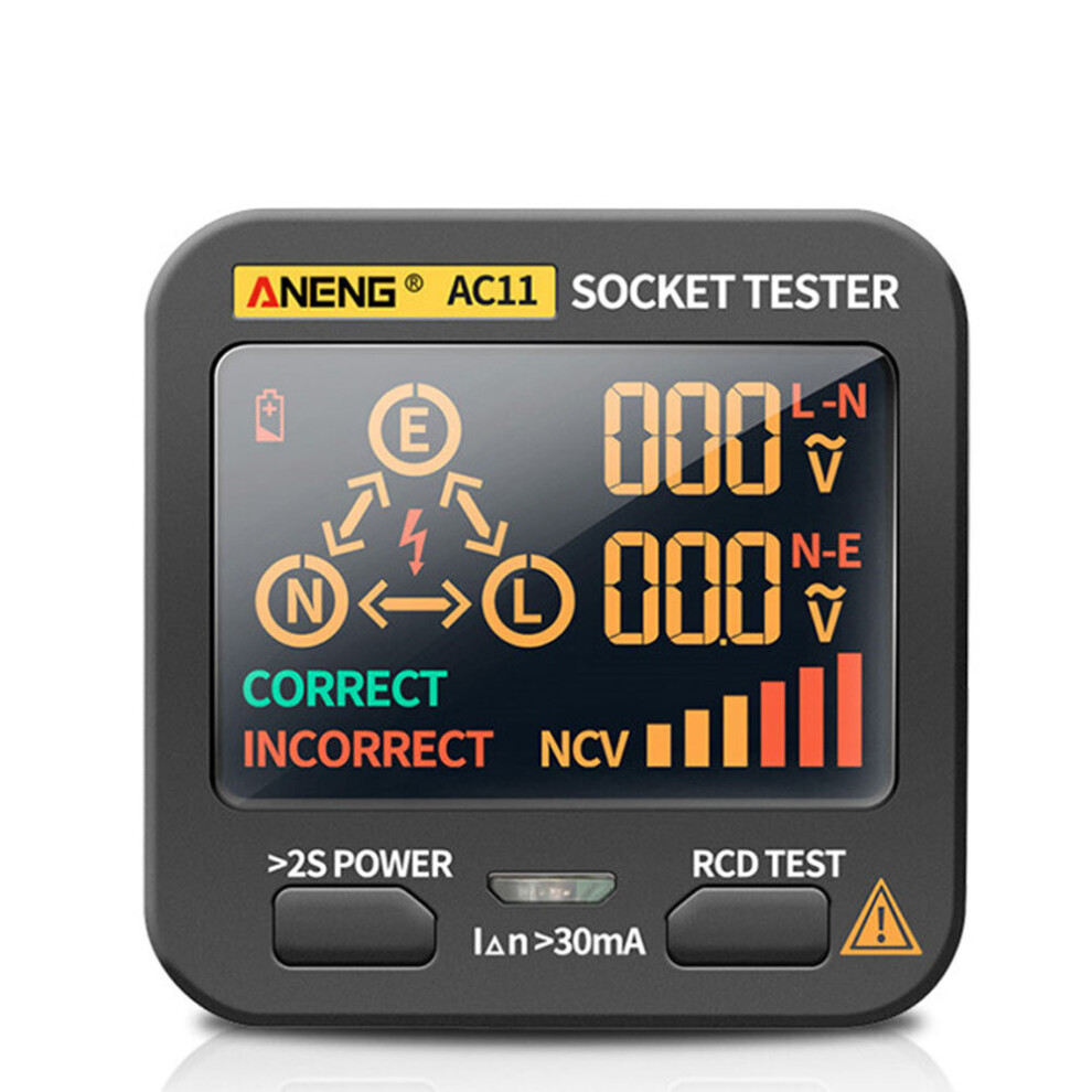 Outlet Tester Ebtn Lcd With Voltage Display, Rcd Receptacle Socket Tester Polarity Detector Leakage Tester Electricity Line Fault Checker 8804717501155
