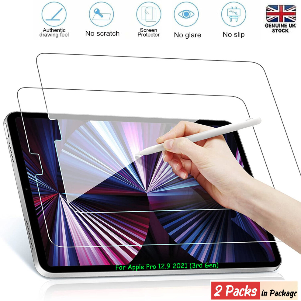 (iPad Pro 12.9 (2021) 5th Generation) 2 Pack Screen Protector Tempered Glass For Apple iPad Air 9.7 10.9 10.5 Pro 11 12.9 Mini 10.2 9th 8th 7th Genera