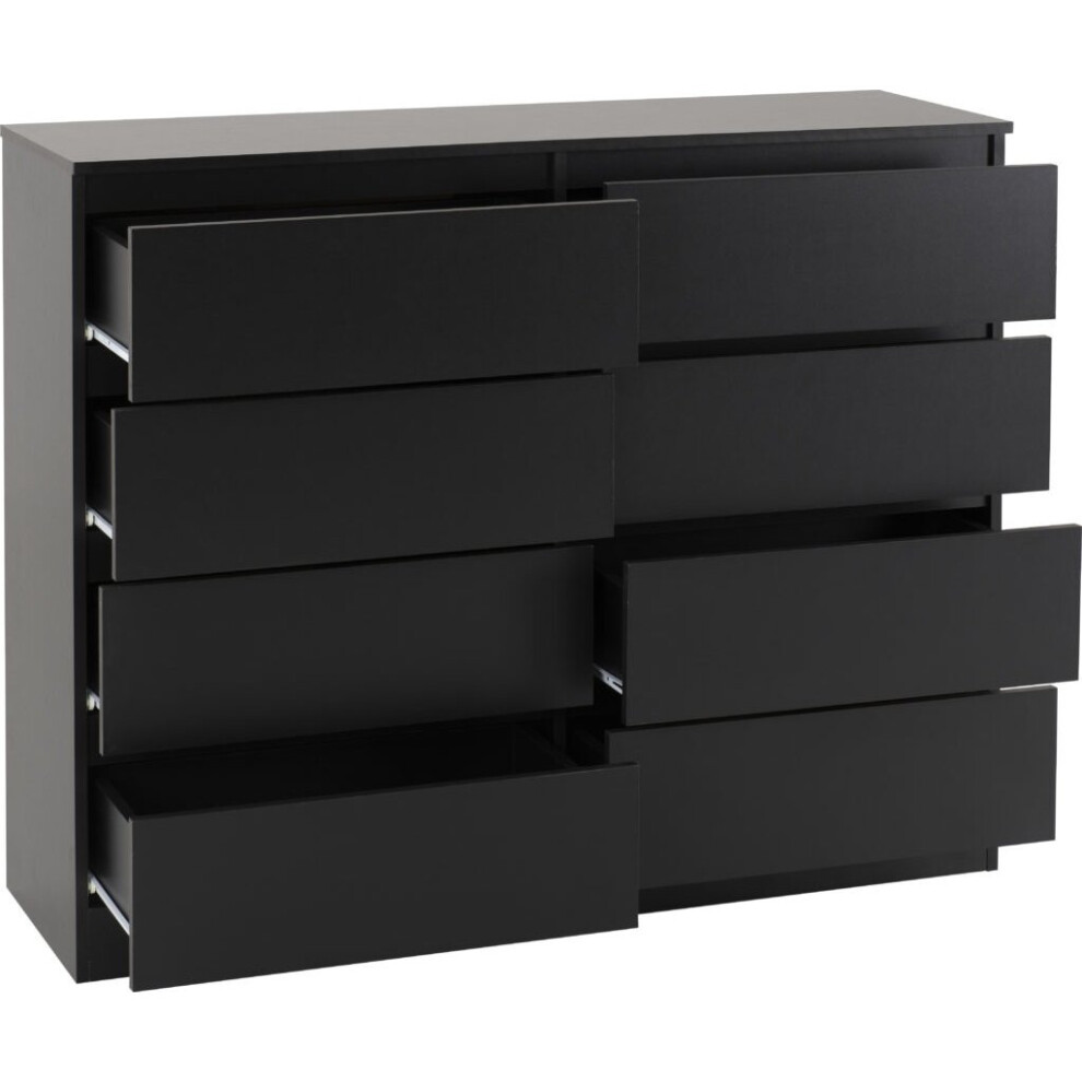 (Black) Malvern 8 Drawer Chest  in White or Grey or Black