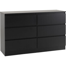 (Black) Malvern 6 Drawer Chest in White or Grey or Black