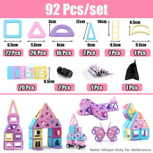 (92pcs) Magnetic Building Blocks Set Construction Toy Magnets Educational Toys Children