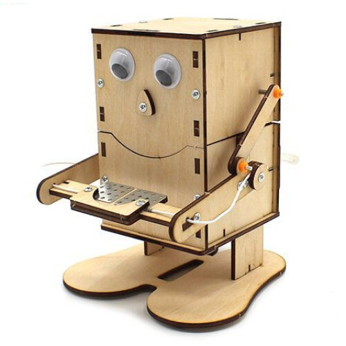 (A) Coin-eating robot manual puzzle assembling diy technology small making kids toys
