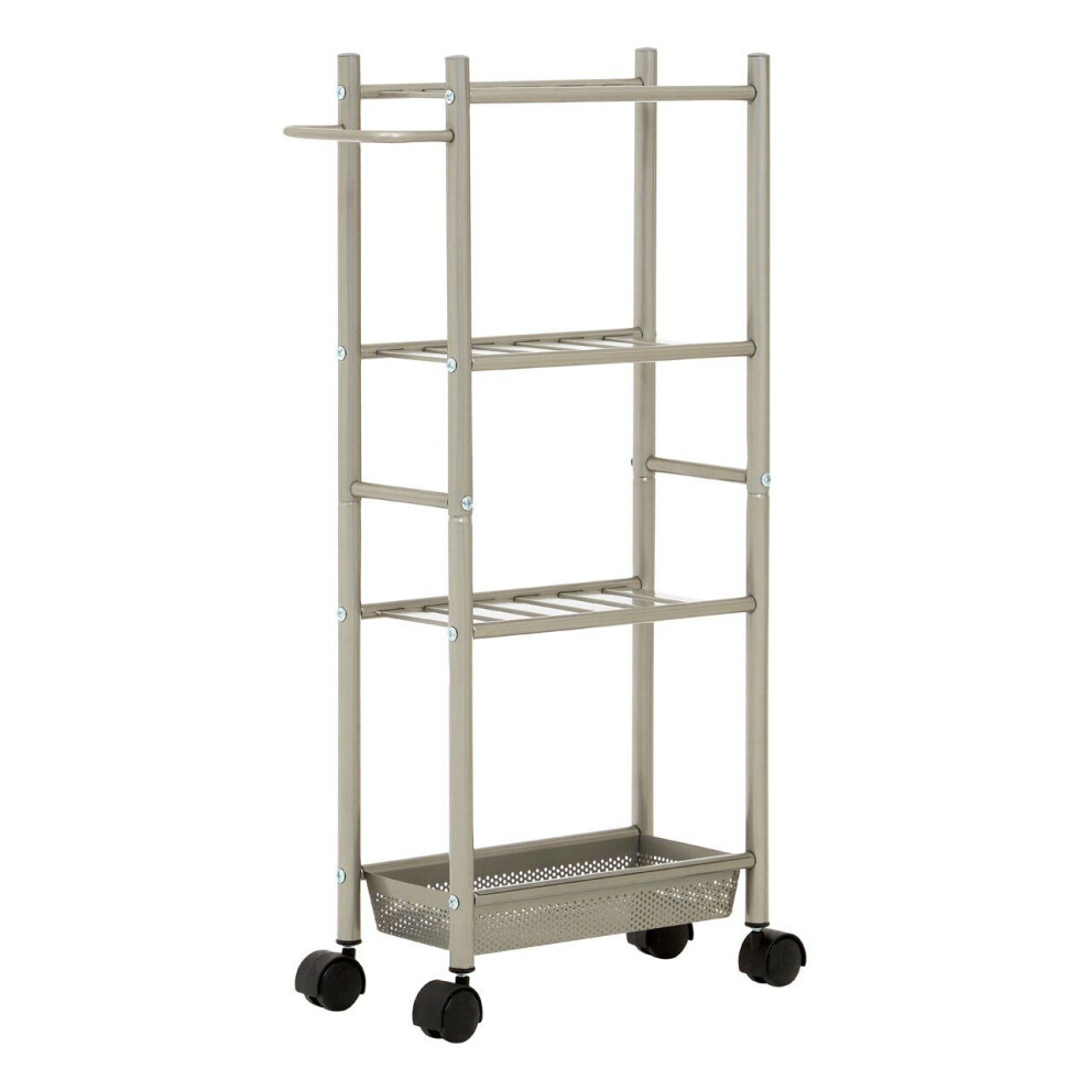 Premier Housewares 4 Tier Trolley Brush Nickel With Basket Gold